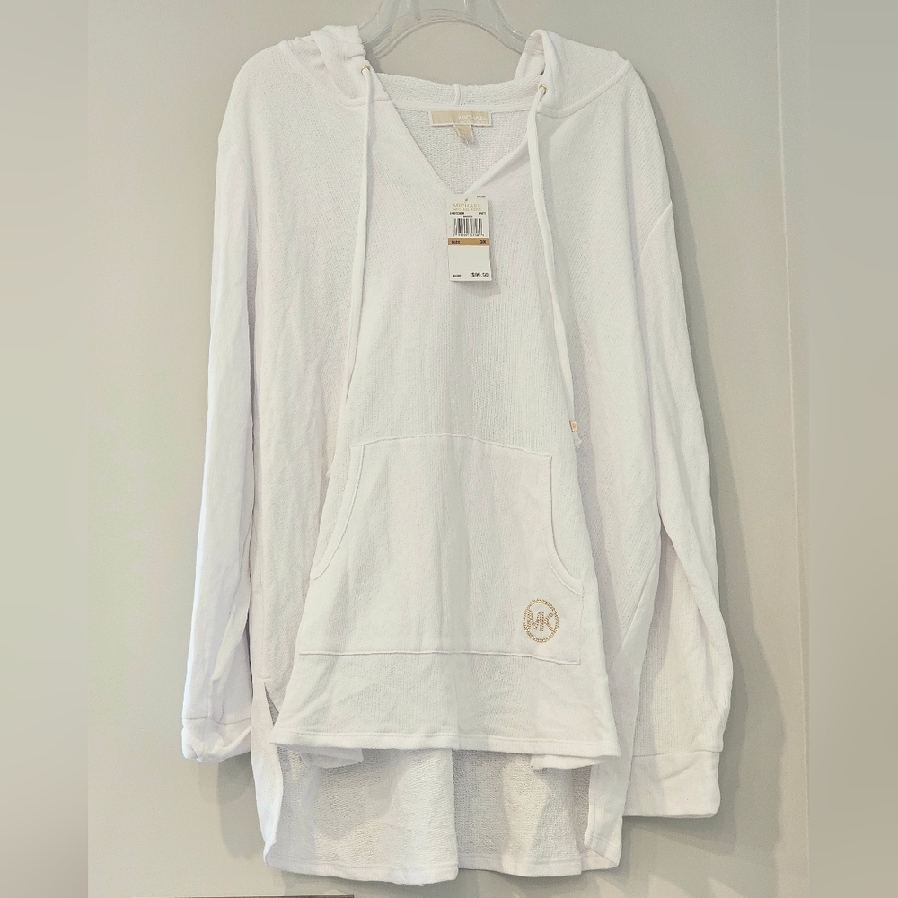 Michael Kors Casual Lightweight Hoodie in White and Gold 3X